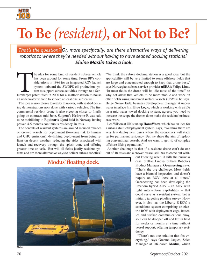 Marine Technology Magazine, page 70,  Sep 2021