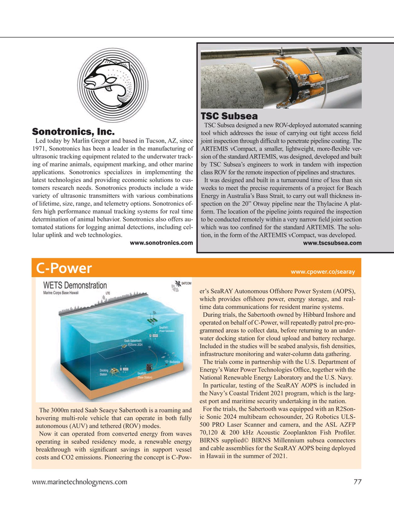 Marine Technology Magazine, page 77,  Sep 2021