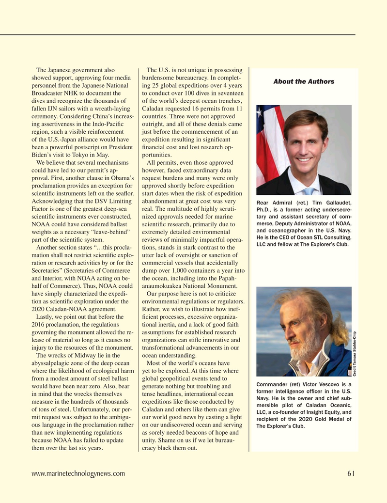 Marine Technology Magazine, page 61,  Nov 2022