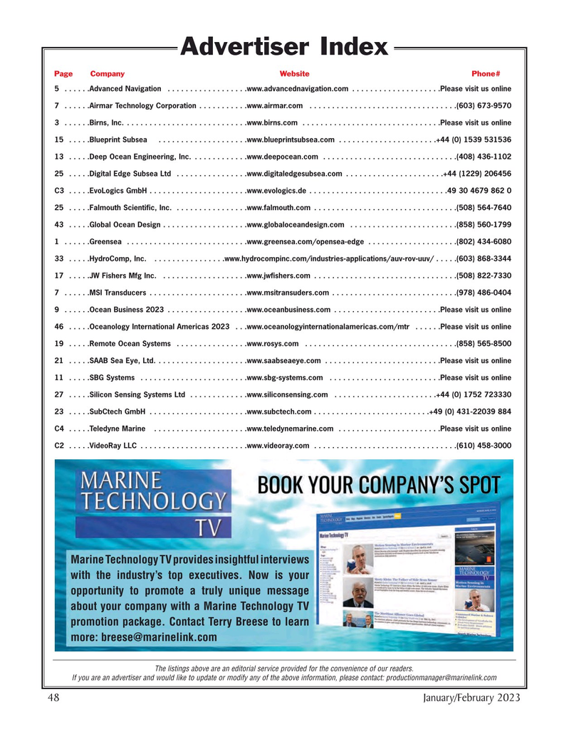 Marine Technology Magazine, page 48,  Jan 2023