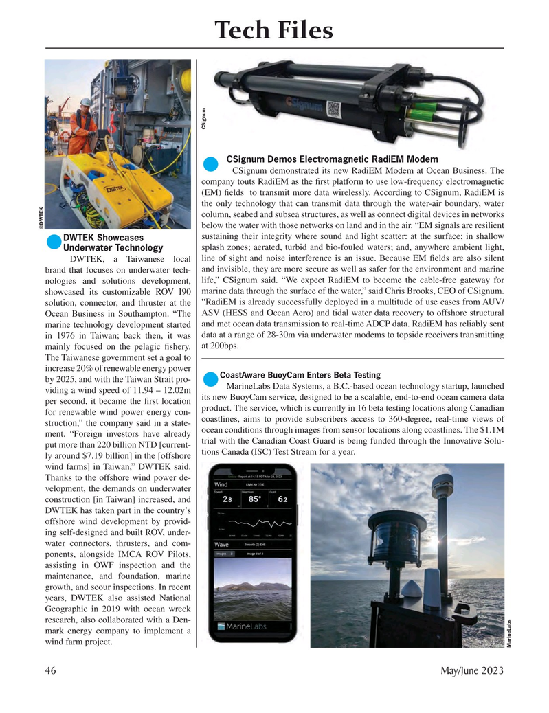 Marine Technology Magazine, page 46,  May 2023