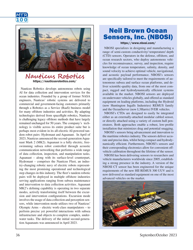 Marine Technology Magazine, page 36,  Sep 2023