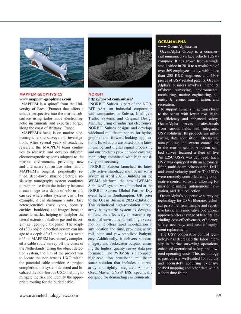 Marine Technology Magazine, page 69,  Sep 2023