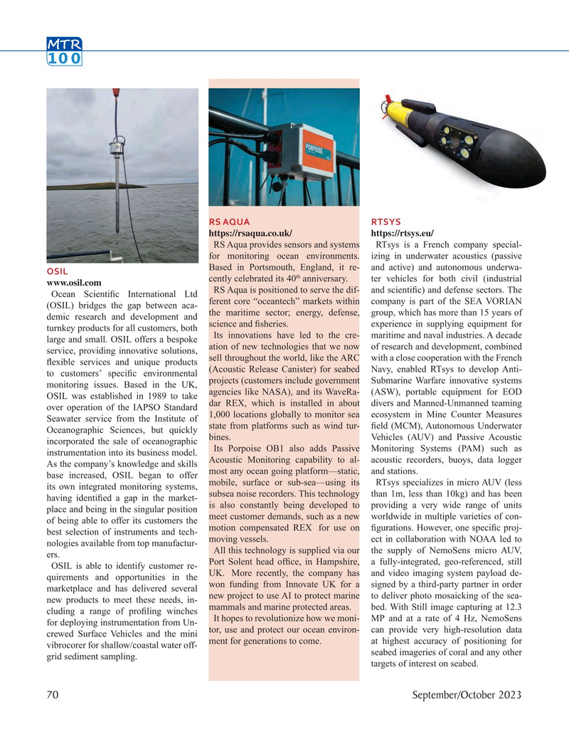 Marine Technology Magazine, page 70,  Sep 2023