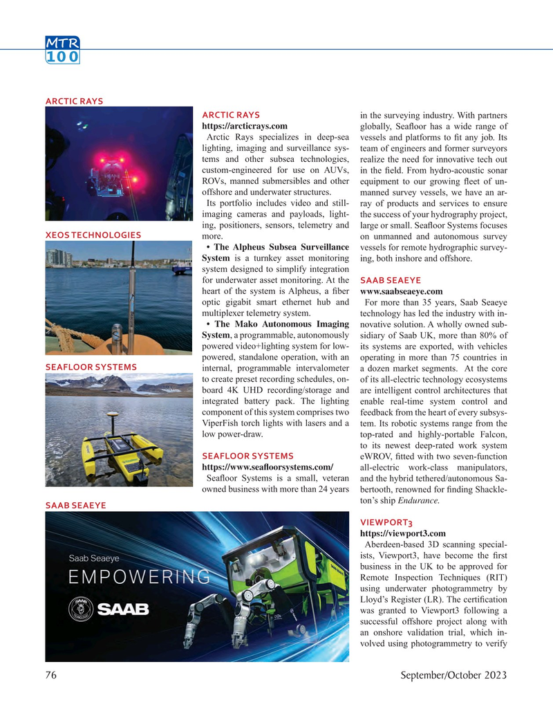 Marine Technology Magazine, page 76,  Sep 2023