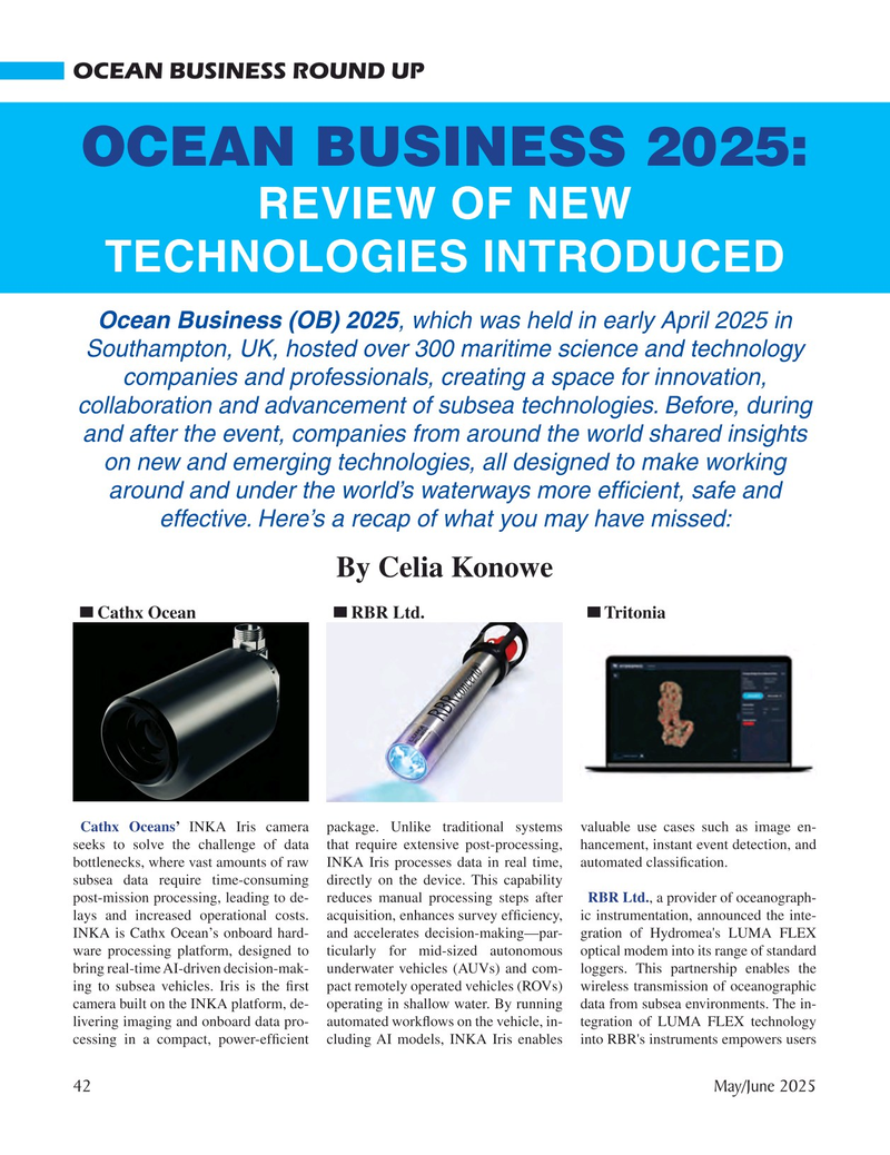 Marine Technology Magazine, page 42,  May 2025