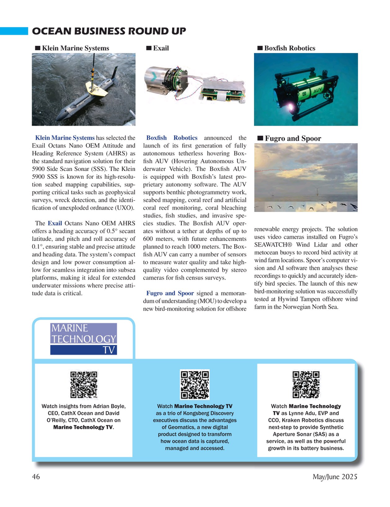 Marine Technology Magazine, page 46,  May 2025