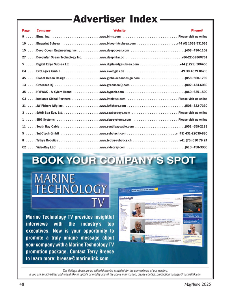 Marine Technology Magazine, page 48,  May 2025