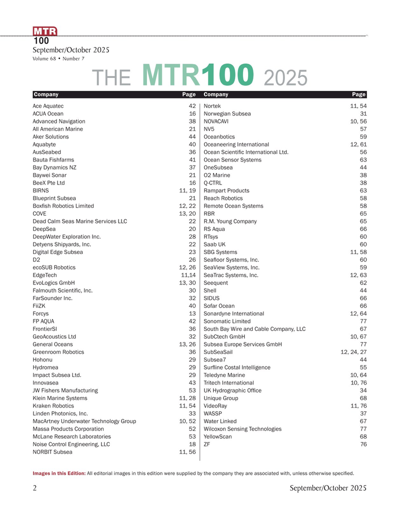Marine Technology Magazine, page 2,  Sep 2025