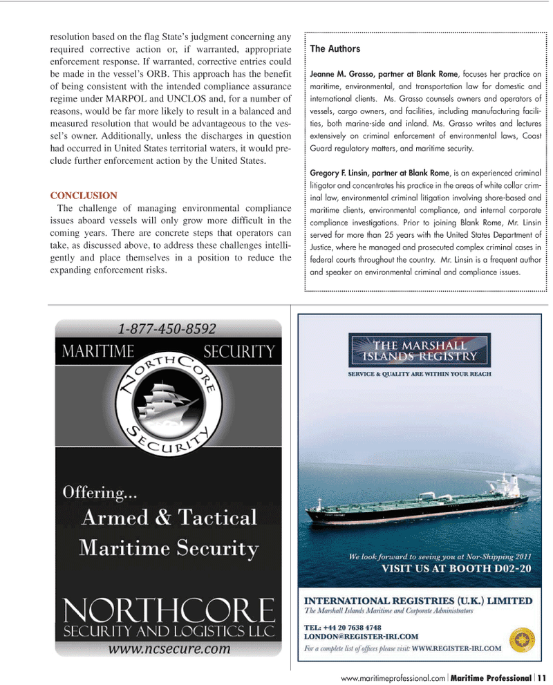 Maritime Logistics Professional Magazine, page 11,  Q2 2011