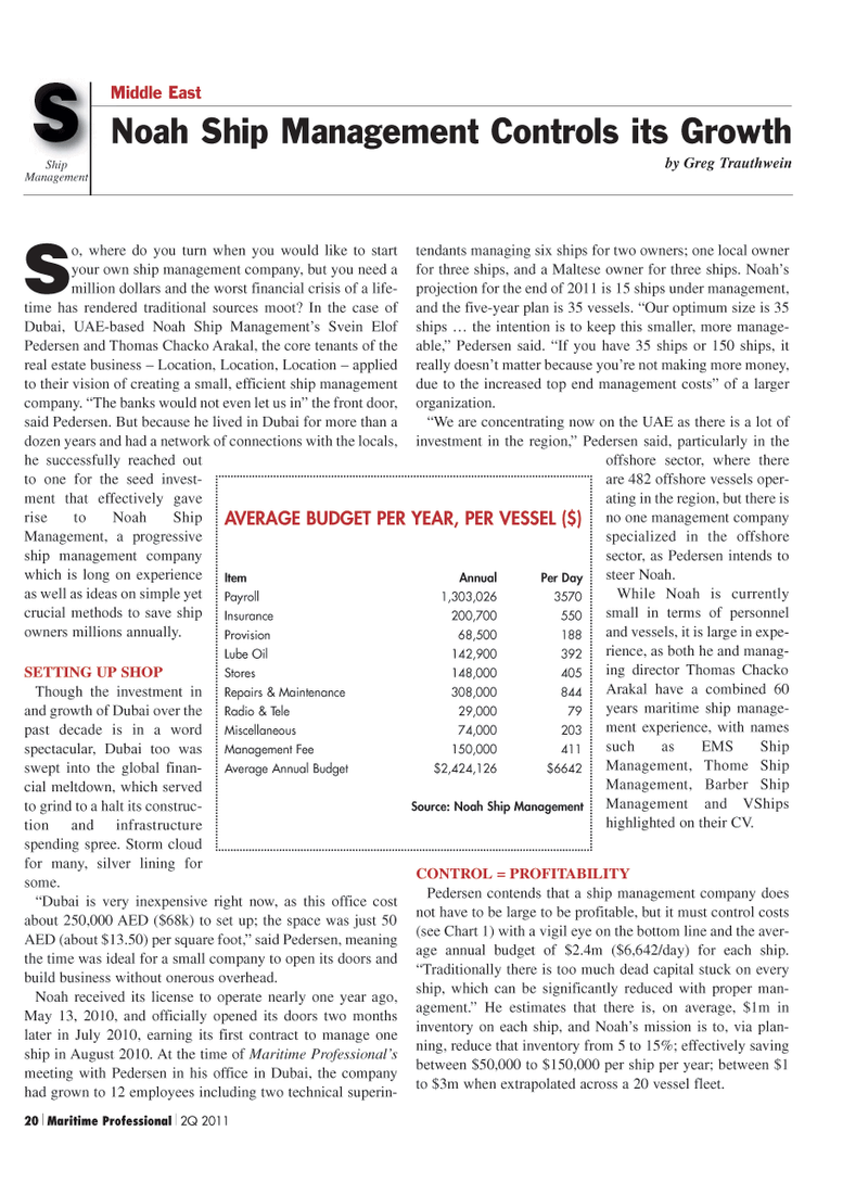 Maritime Logistics Professional Magazine, page 20,  Q2 2011
