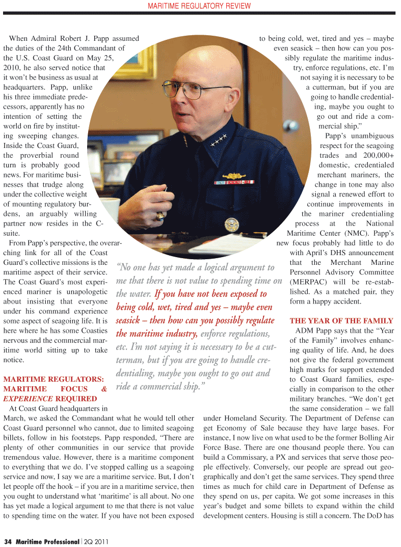 Maritime Logistics Professional Magazine, page 34,  Q2 2011