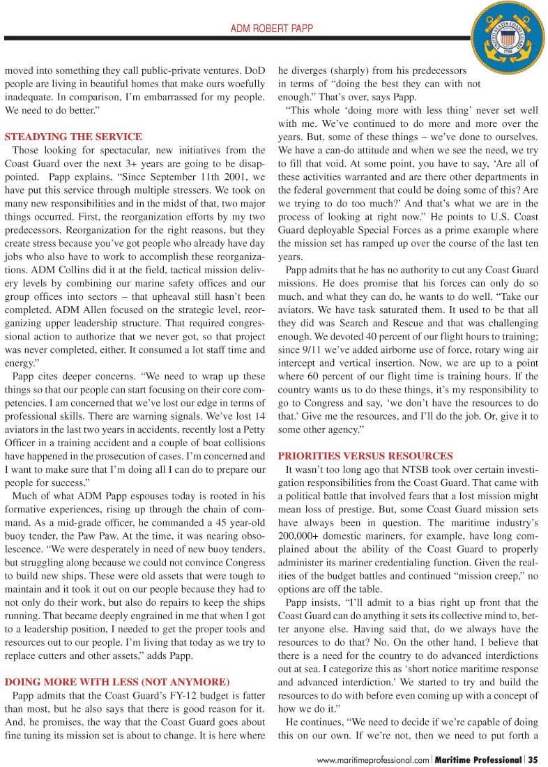 Maritime Logistics Professional Magazine, page 35,  Q2 2011