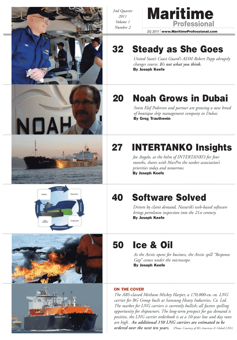 Maritime Logistics Professional Magazine, page 2,  Q2 2011