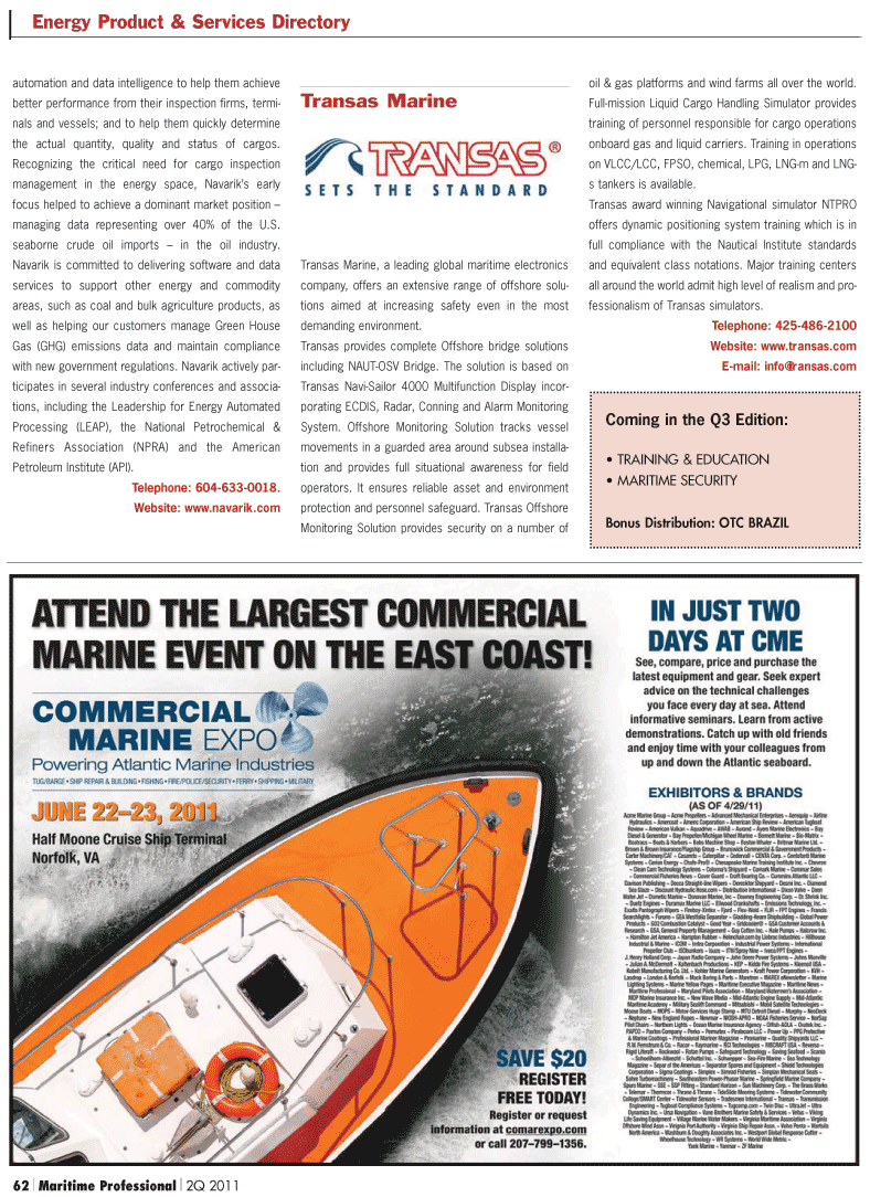Maritime Logistics Professional Magazine, page 62,  Q2 2011