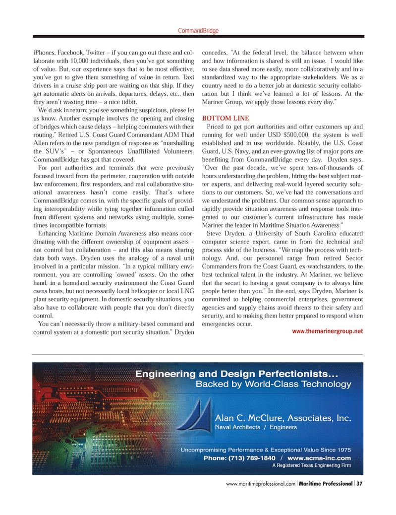 Maritime Logistics Professional Magazine, page 37,  Q3 2011