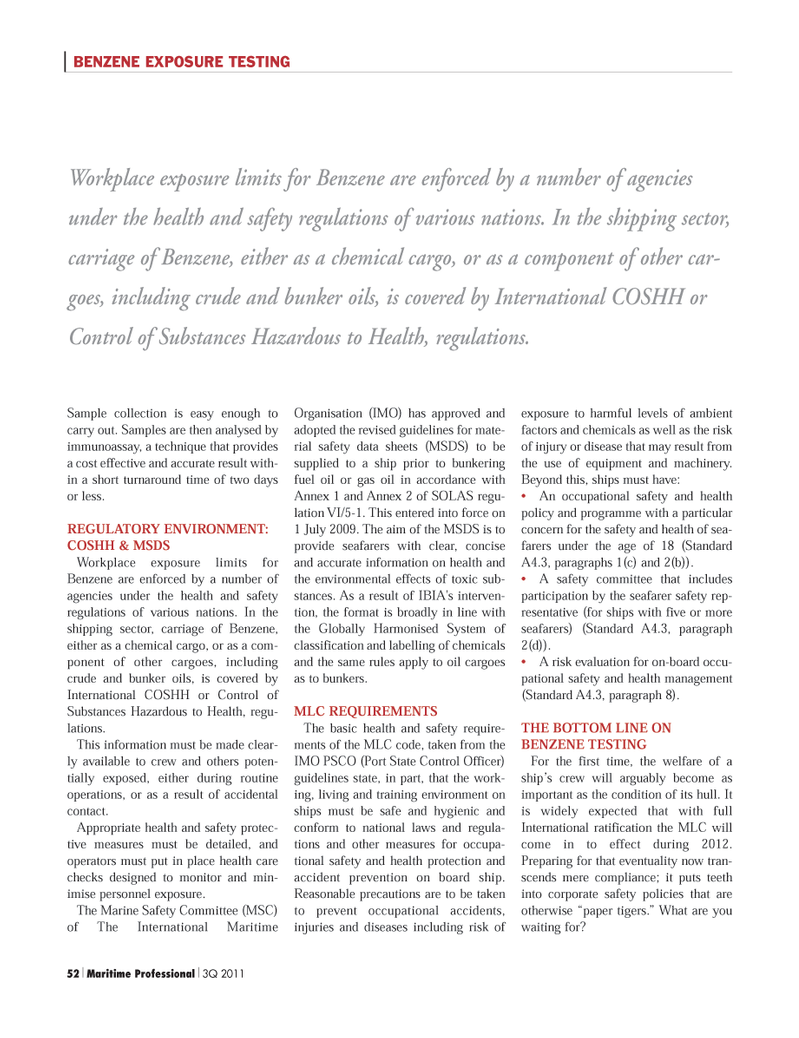 Maritime Logistics Professional Magazine, page 52,  Q3 2011