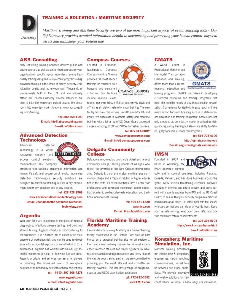 Maritime Logistics Professional Magazine, page 60,  Q3 2011