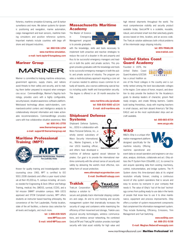 Maritime Logistics Professional Magazine, page 61,  Q3 2011