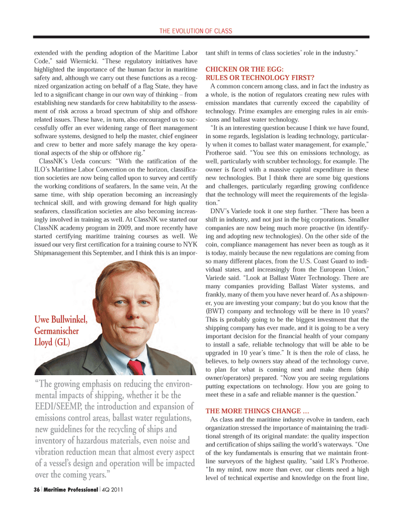 Maritime Logistics Professional Magazine, page 36,  Q4 2011