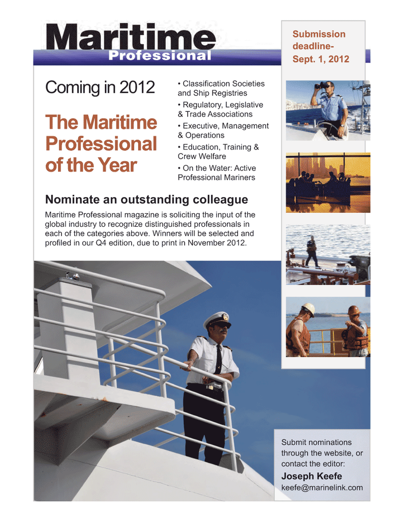 Maritime Logistics Professional Magazine, page 3rd Cover,  Q4 2011