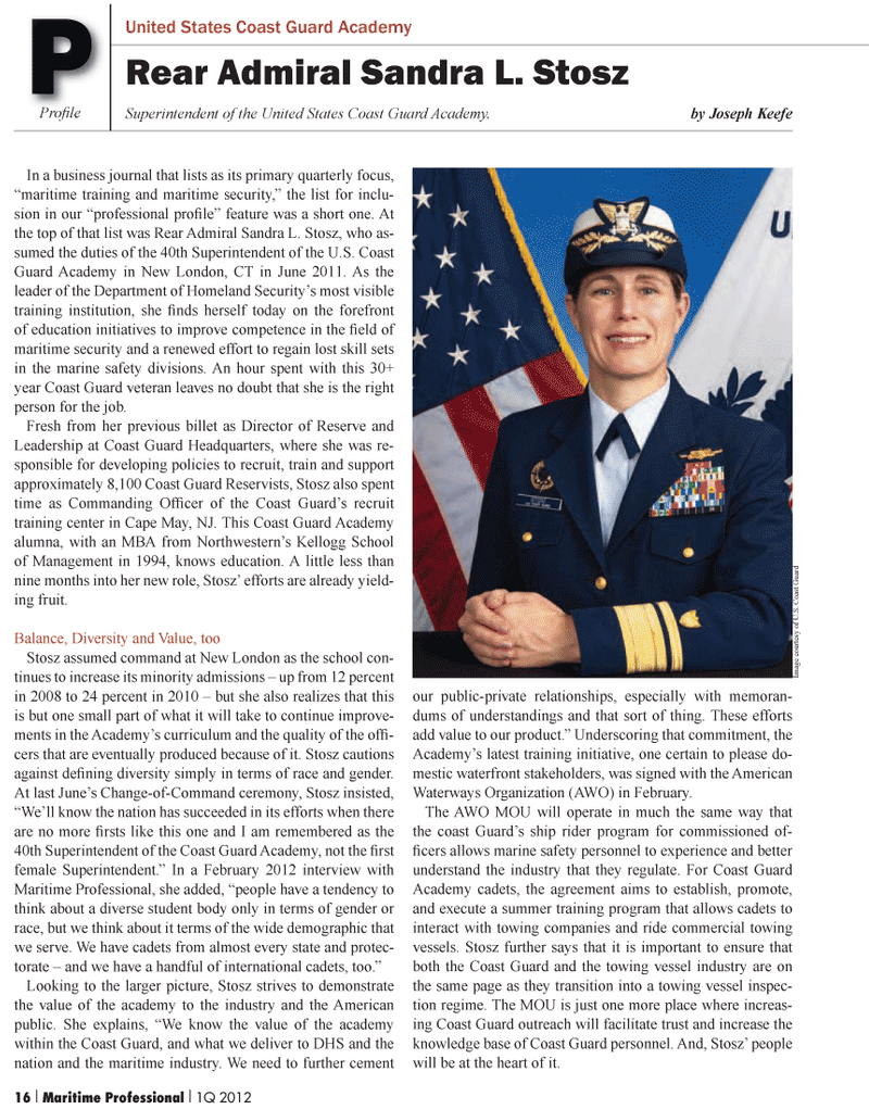Maritime Logistics Professional Magazine, page 16,  Q1 2012