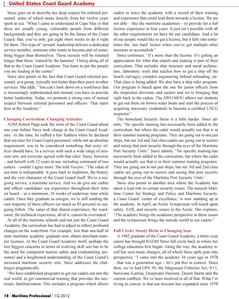 Maritime Logistics Professional Magazine, page 18,  Q1 2012