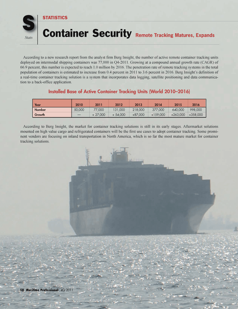 Maritime Logistics Professional Magazine, page 58,  Q1 2012