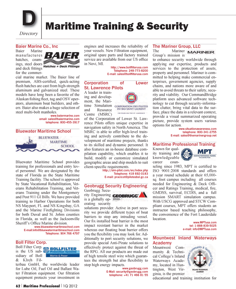 Maritime Logistics Professional Magazine, page 62,  Q1 2012