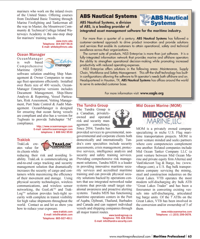 Maritime Logistics Professional Magazine, page 63,  Q1 2012