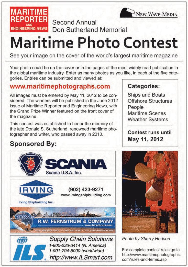Maritime Logistics Professional Magazine, page 3rd Cover,  Q1 2012
