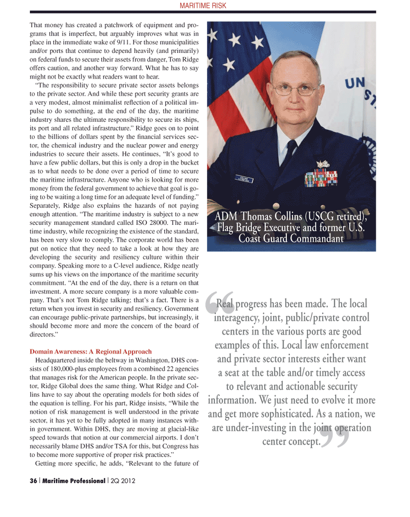 Maritime Logistics Professional Magazine, page 36,  Q2 2012