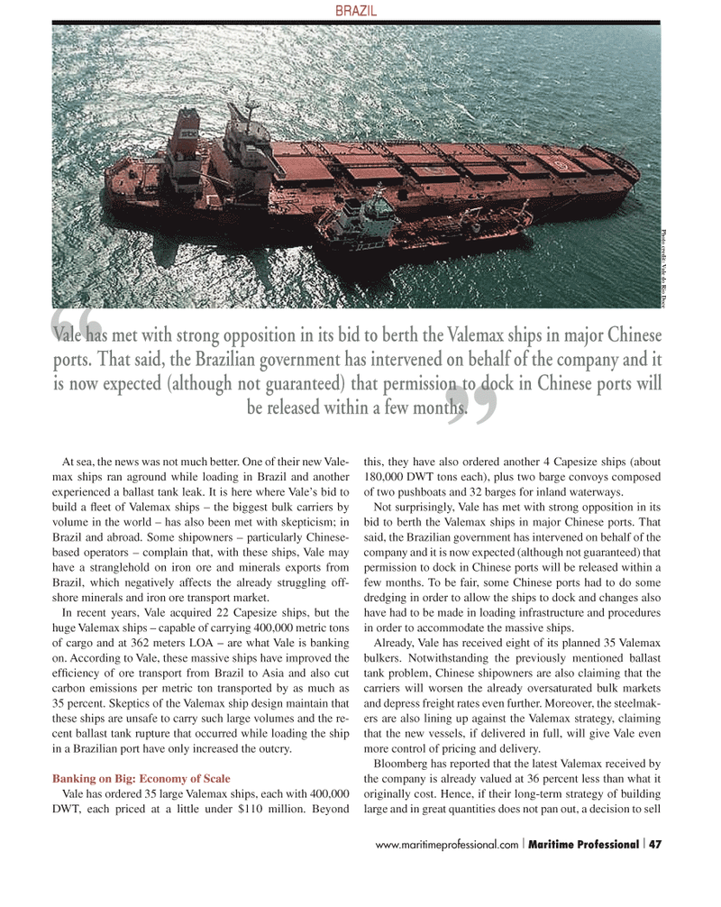 Maritime Logistics Professional Magazine, page 47,  Q2 2012