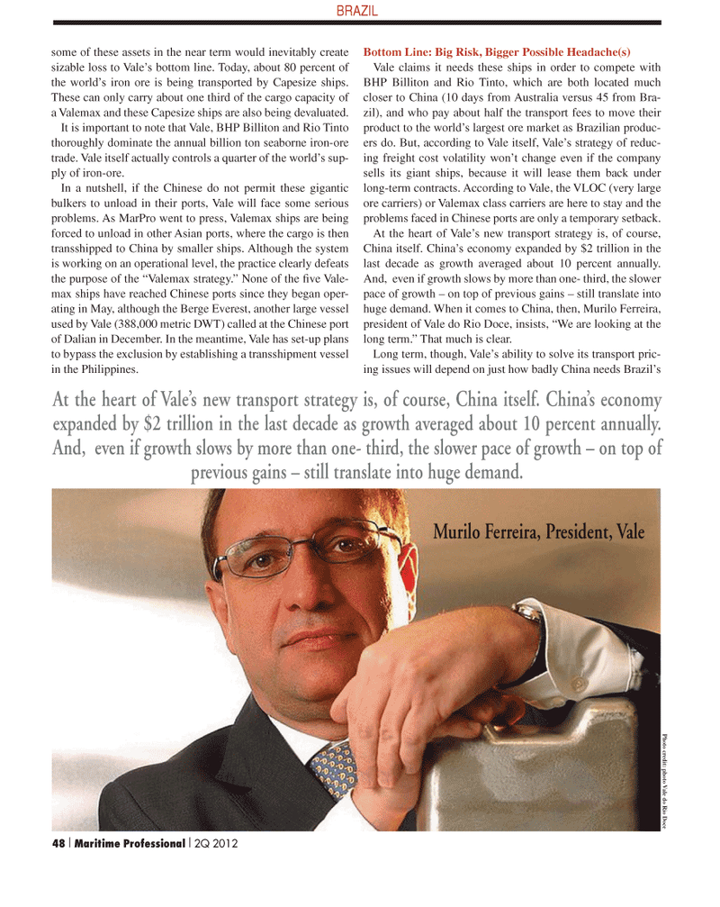 Maritime Logistics Professional Magazine, page 48,  Q2 2012