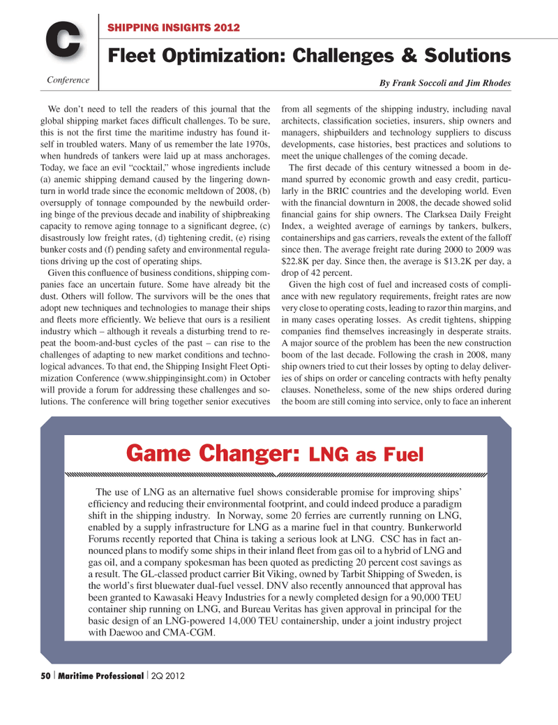 Maritime Logistics Professional Magazine, page 50,  Q2 2012
