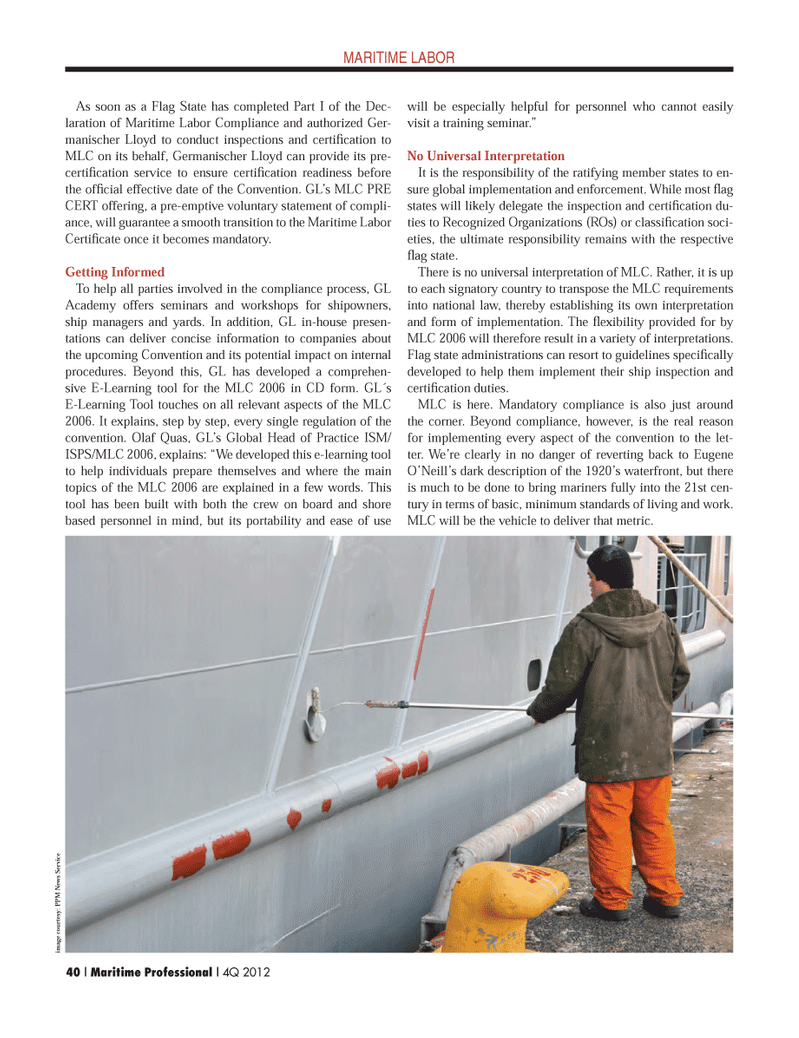 Maritime Logistics Professional Magazine, page 40,  Q4 2012