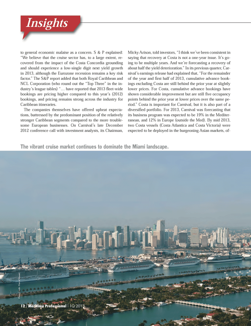 Maritime Logistics Professional Magazine, page 12,  Q1 2013