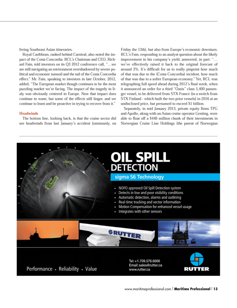 Maritime Logistics Professional Magazine, page 13,  Q1 2013