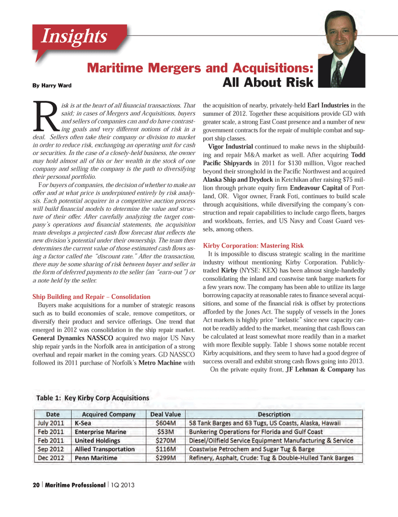 Maritime Logistics Professional Magazine, page 20,  Q1 2013