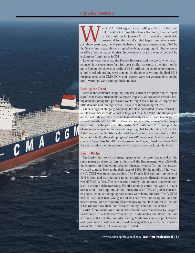 Maritime Logistics Professional Magazine, page 41,  Q1 2013