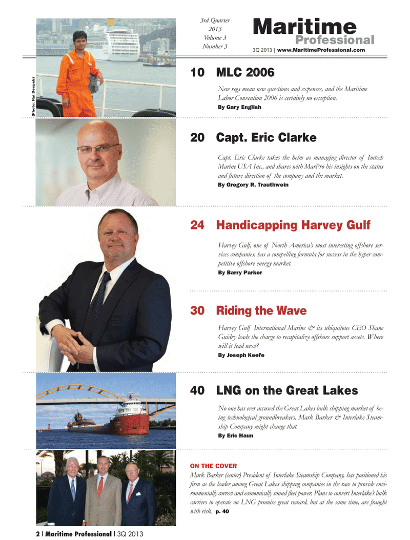 Maritime Logistics Professional Magazine, page 2,  Q3 2013