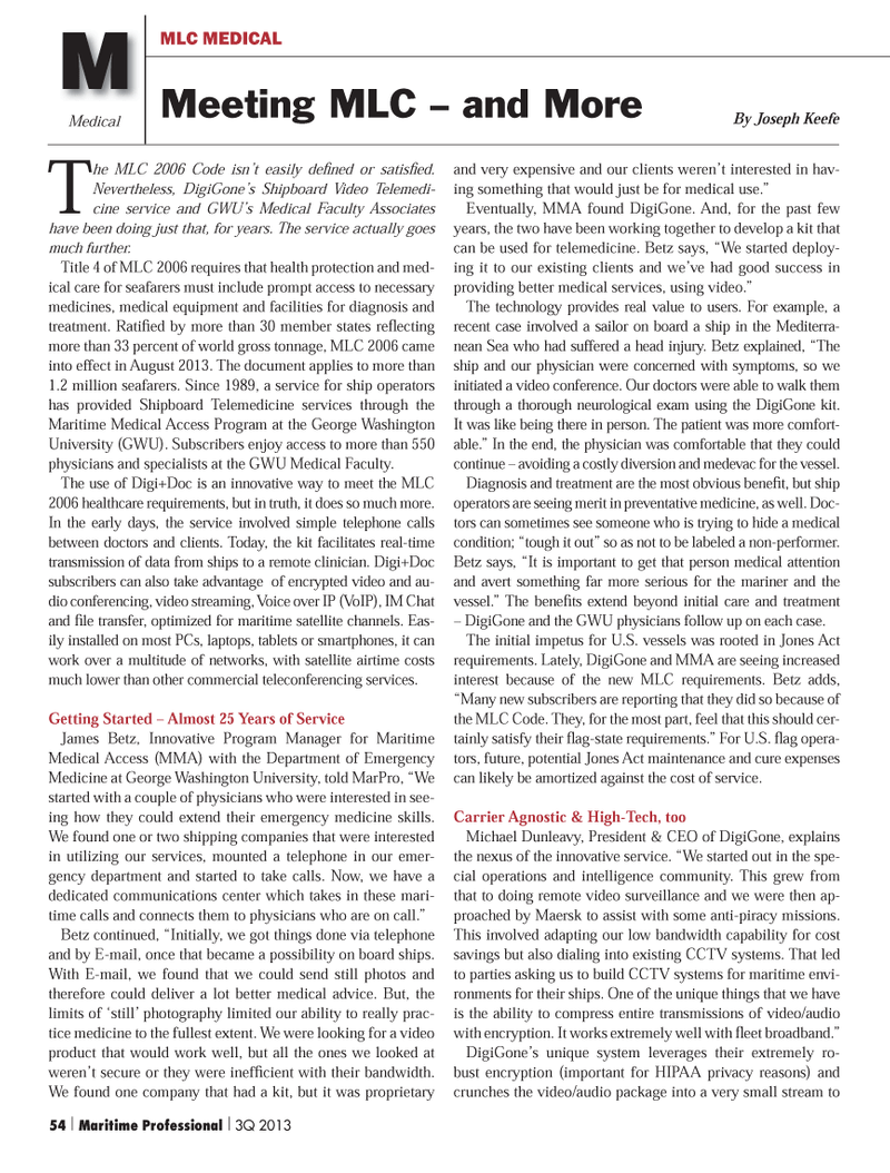 Maritime Logistics Professional Magazine, page 54,  Q3 2013