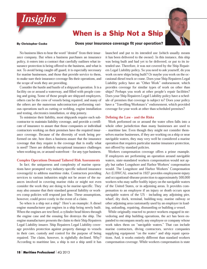 Maritime Logistics Professional Magazine, page 18,  Q4 2013