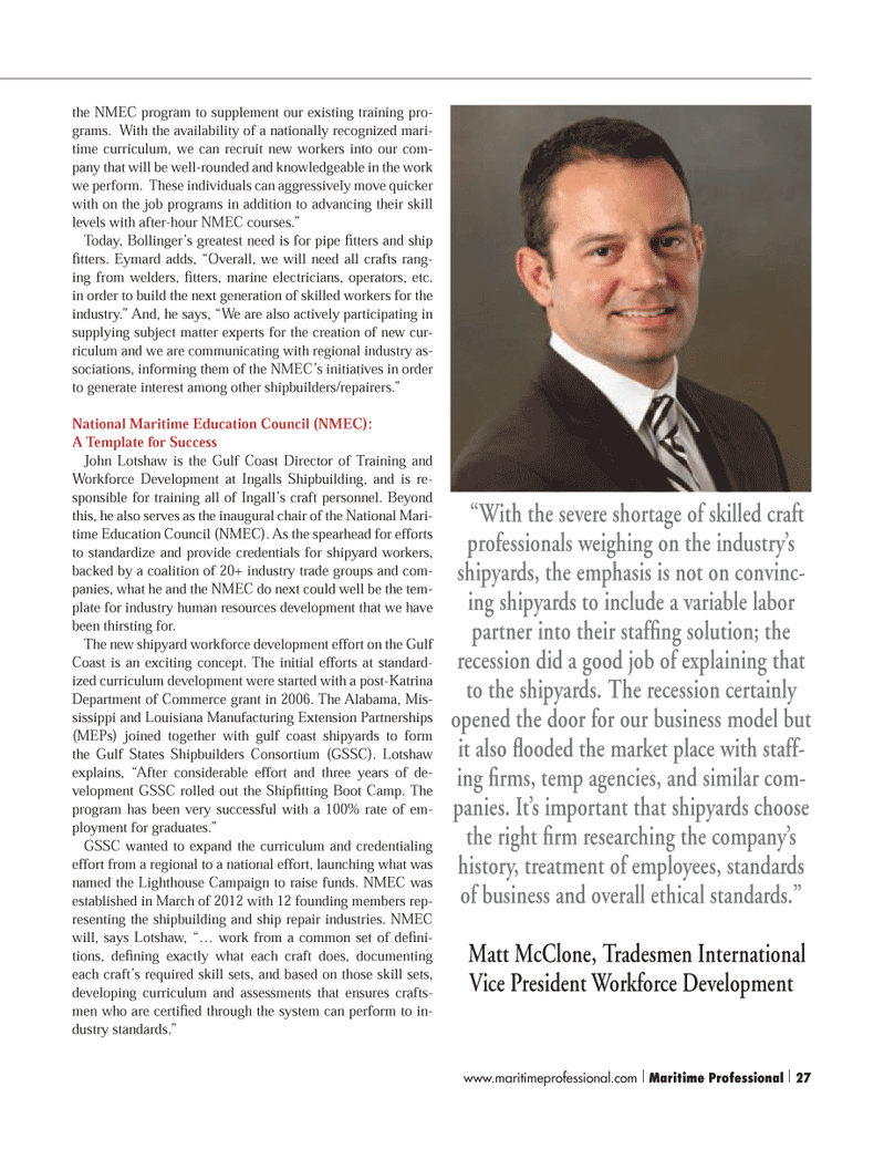 Maritime Logistics Professional Magazine, page 27,  Q4 2013