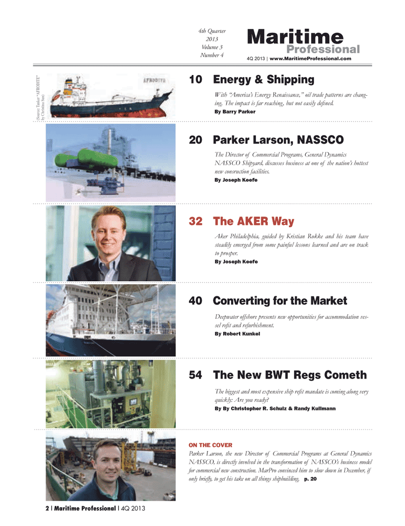 Maritime Logistics Professional Magazine, page 2,  Q4 2013