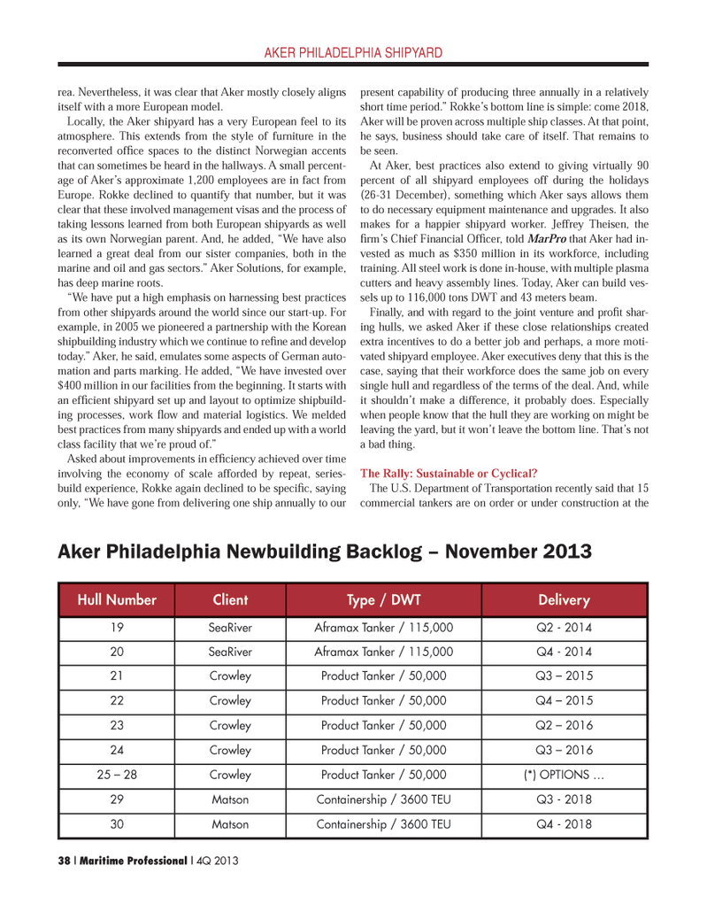Maritime Logistics Professional Magazine, page 38,  Q4 2013