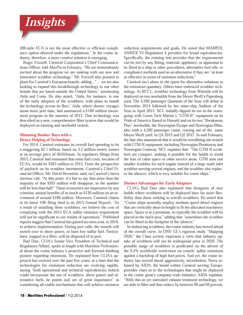 Maritime Logistics Professional Magazine, page 18,  Q1 2014