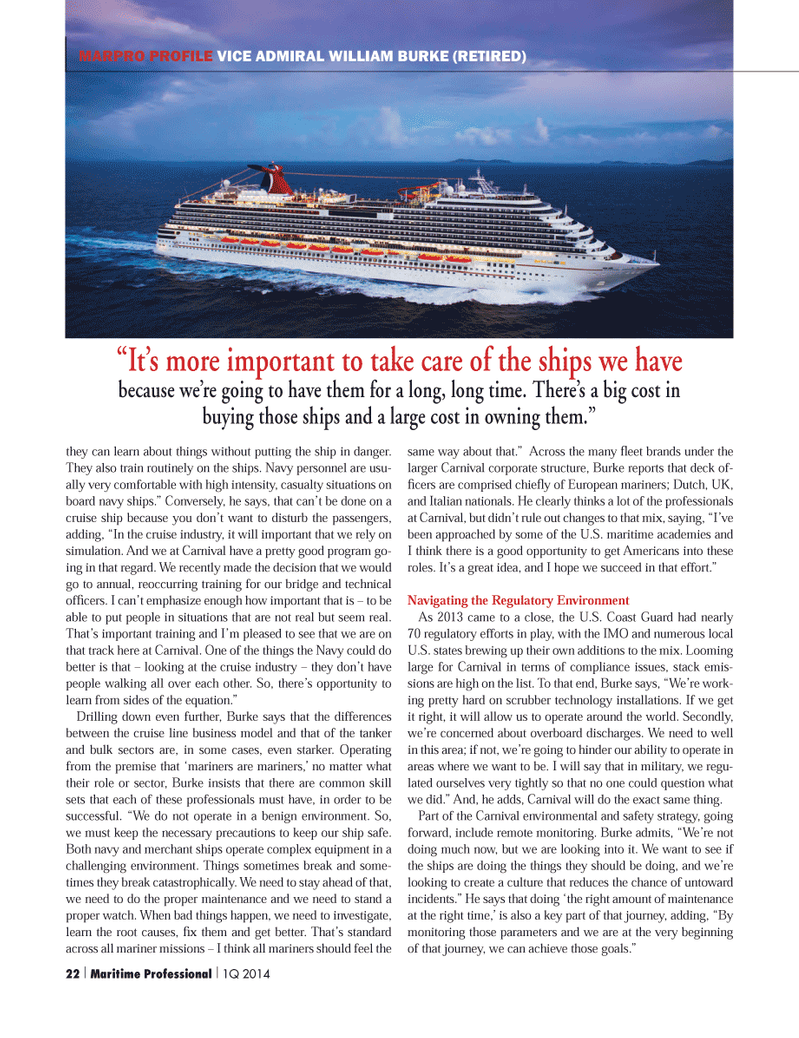 Maritime Logistics Professional Magazine, page 22,  Q1 2014