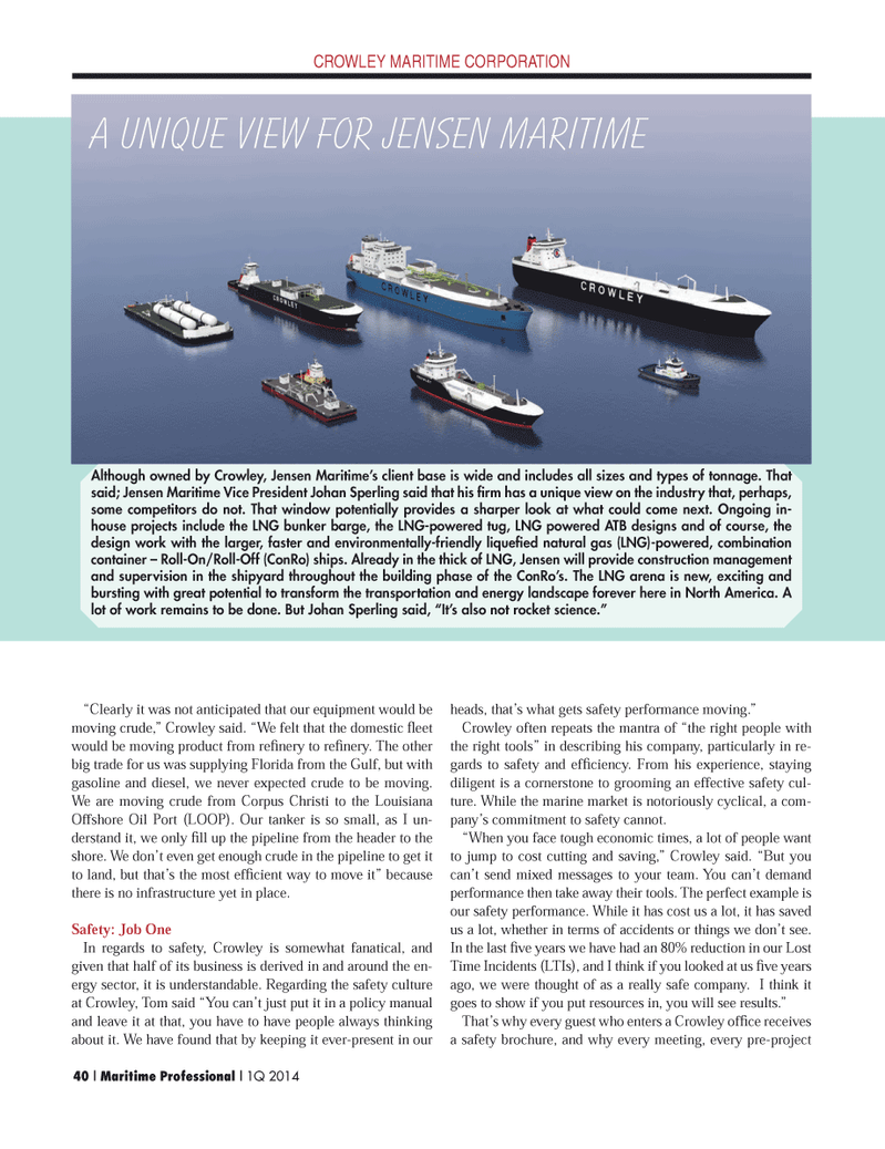 Maritime Logistics Professional Magazine, page 40,  Q1 2014