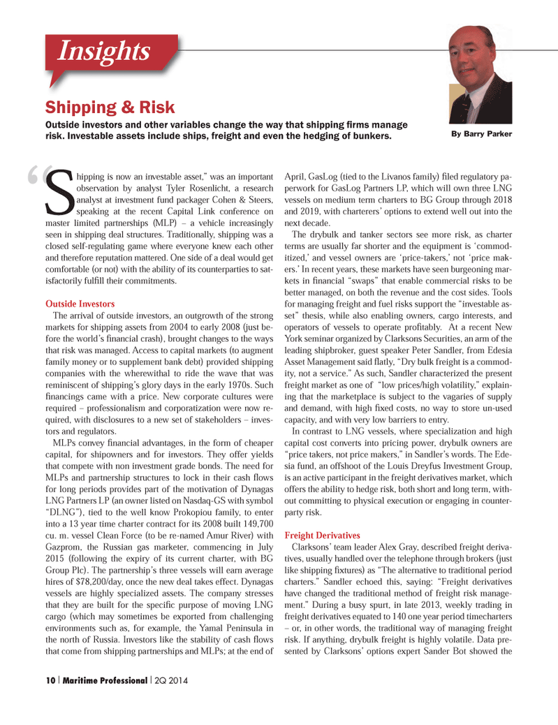Maritime Logistics Professional Magazine, page 10,  Q2 2014